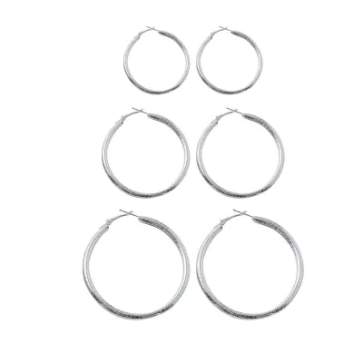 Argolla 3 Pares Plateado L 4-5-6 -4