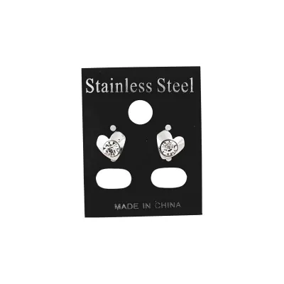 Aros Acero Stras Corazon X12