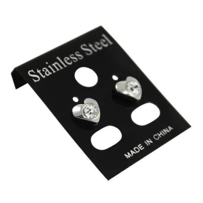 Aros Acero Stras Corazon X12