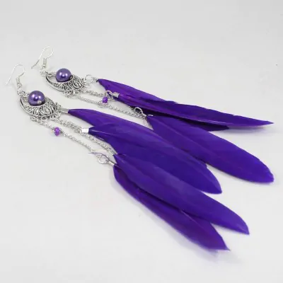 Aros Pluma Grande Cadena Perla Centro X12