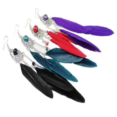 Aros Pluma Grande Cadena Perla Centro X12