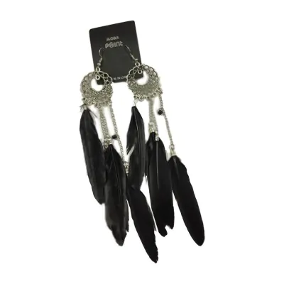 Aros Pluma Grande Cadena Calado Circular X12