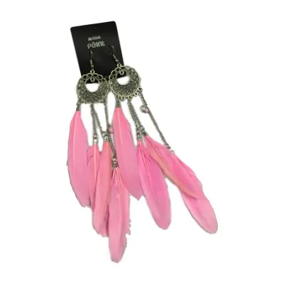 Aros Pluma Grande Cadena Calado Circular X12