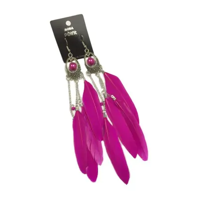 Aros Pluma Grande Cadena Calado Gota X12