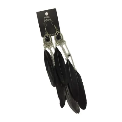 Aros Pluma Grande Cadena Calado Gota X12