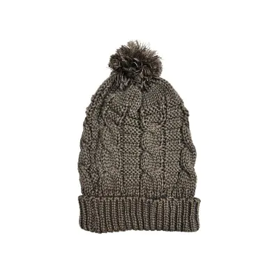 Gorro Lana Trenzado Con Pompon Vison