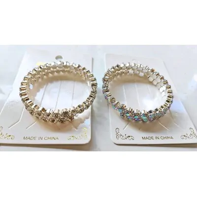 Pulsera Stras Rigida Gruesa Plateado X12