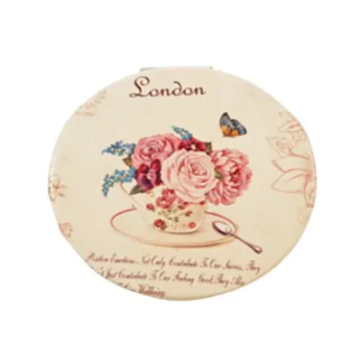 Espejo Cuerina Mediano Redondo Flor London