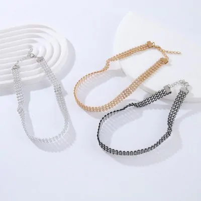 Choker Metal 3 Fila Stras X12