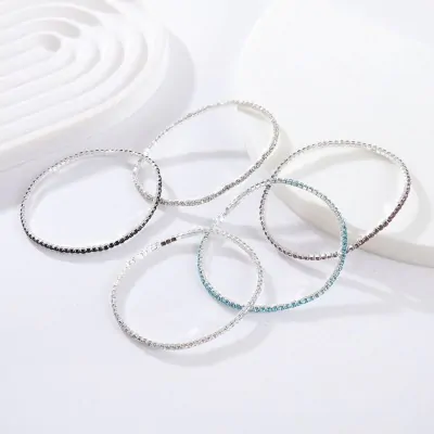 Pulsera Stras Fina Set X3 Color Plateado X12