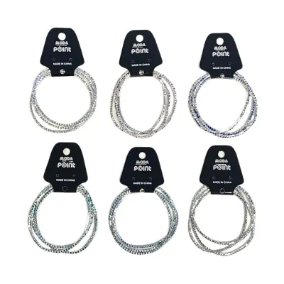 Pulsera Stras Fina Set X3 Color Plateado X12