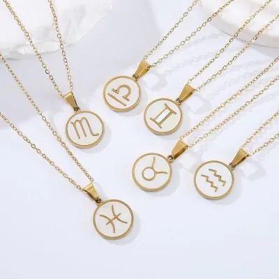 Collares Acero Signos Zodiacos A Dorado X6