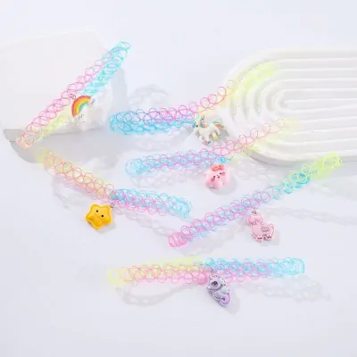 Choker Tattoo Color Con Dije Acrilico Bbf X12