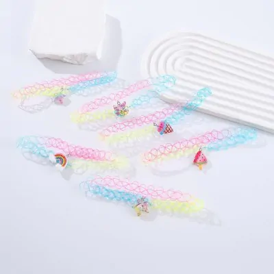 Choker Tattoo Color Con Dije Acrilico Glitter X12