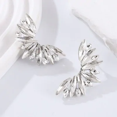 Aros Gemas Flores Blancas X6