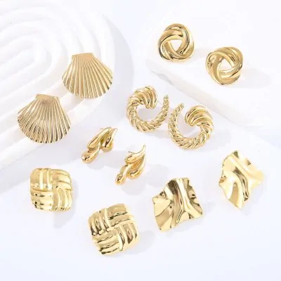 Aros Acero Diseno Oceano Dorado X6