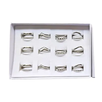 Anillo Acero Diseno Rio Plateado X12