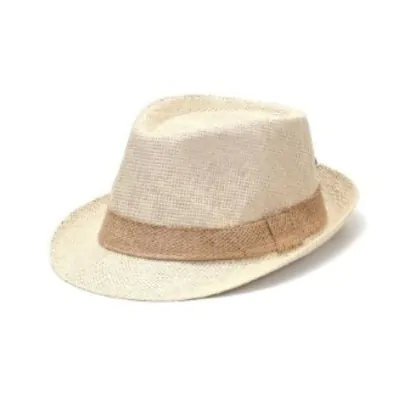 Sombrero Tanguero Trilby Con Cinta Beige 1- Crudo