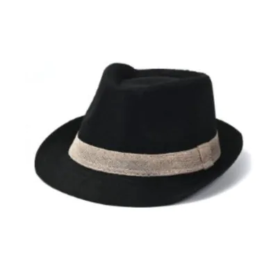 Sombrero Tanguero Trilby Con Cinta Crema 2- Negro