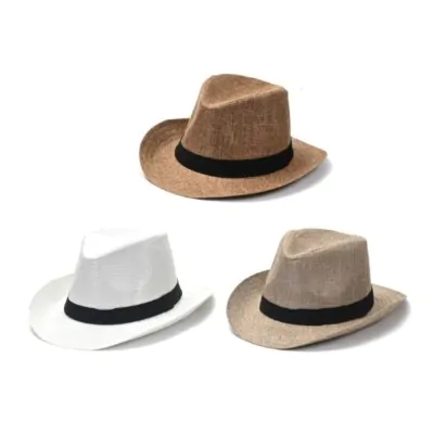 Sombrero Cowboy Cinta Negra- Beige