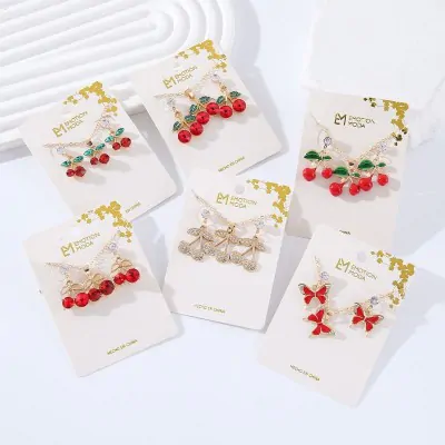 Set Collar + Aros Cereza Cherry X12