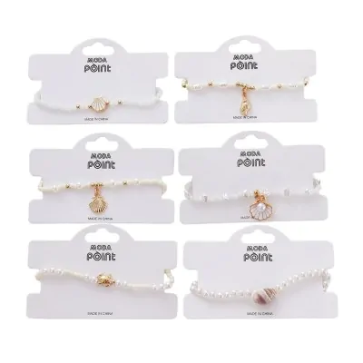 Set Pulsera Perlas Dije Dorado X12
