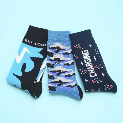 Medias 1/2 Cana Hombre Termica Estampada Talle Unico Floyd X12