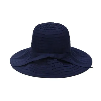 Sombrero Capelina Dama Tela Liso Azul Marino