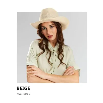 Sombrero Cowboy Calado Grande Beige