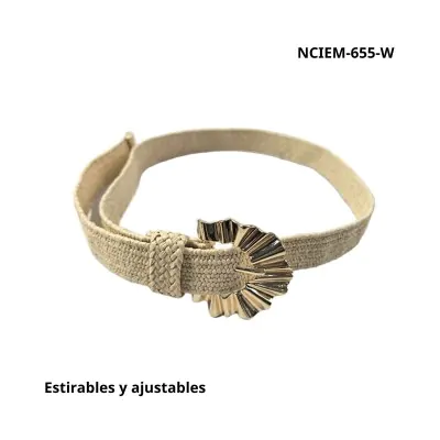 Cinturon Simil Rafia Estirable Hoja Crudo