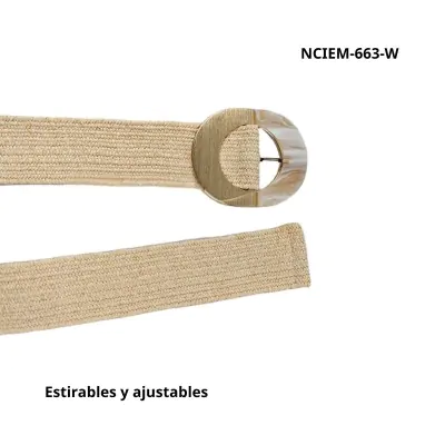 Cinturon Simil Rafia Estirable Marmol Ovalado Crudo