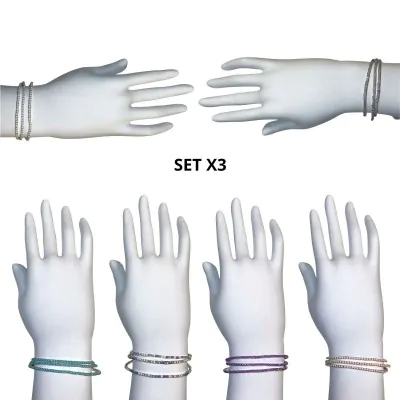 Pulsera Acrilico Fina Set X3 X12