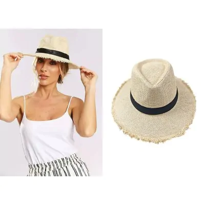 Sombrero Fedora Recto Desflecado Crudo