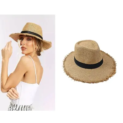 Sombrero Fedora Recto Desflecado Beige