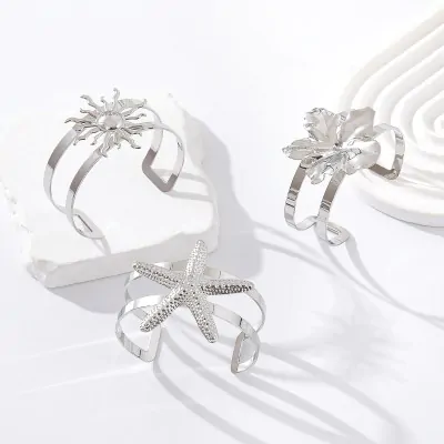 Pulsera Brazalete Aplique A Plateado X6