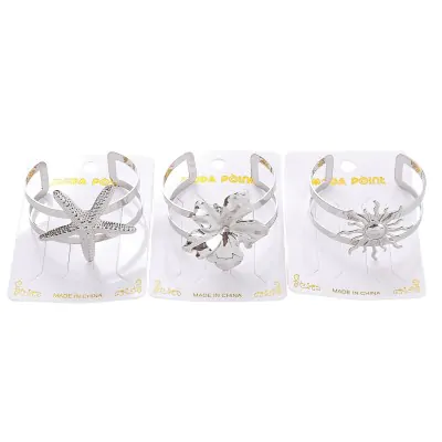 Pulsera Brazalete Aplique A Plateado X6