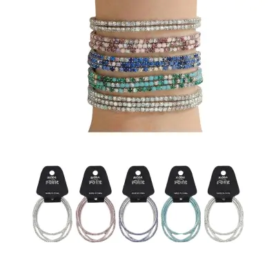 Pulsera Stras Y Acrilico Fina Set X3 X12