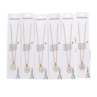 Collares Acero Letras A Dorado X6