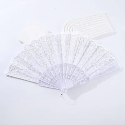 Abanico Bordado Blanco X12