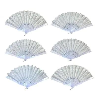 Abanico Bordado Blanco X12