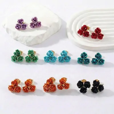 Aros Triple Flor Metalizado