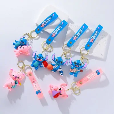 Llavero Goma Personaje Xl + Correa -stitch Enamorado X12