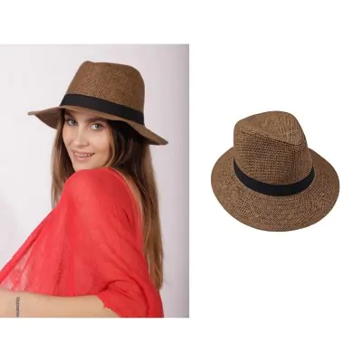 Sombrero Fedora Con Cinta Negra - Marron