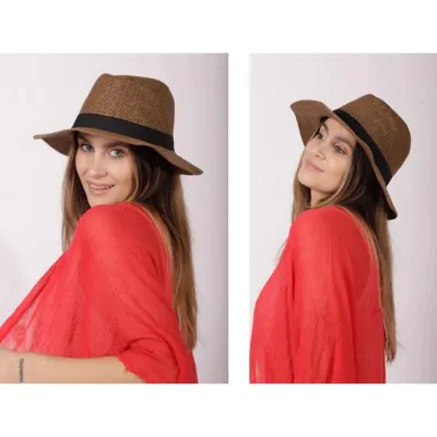 Sombrero Fedora Con Cinta Negra - Marron