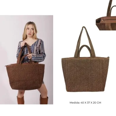 Bolso Canasto Doble Manija Marron