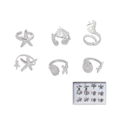 Anillo Acero Diseno Oceano Plateado X12