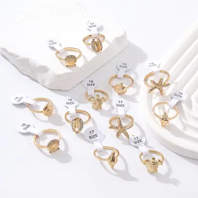 Anillo Fino Oceano Dorado X12