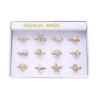 Anillo Fino Oceano Dorado X12