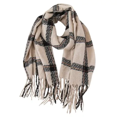 Pashmina Cuadrille Beige Y Gris