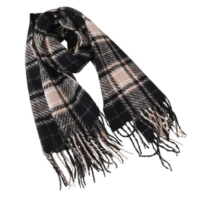 Pashmina Cuadrille Tartan Negro